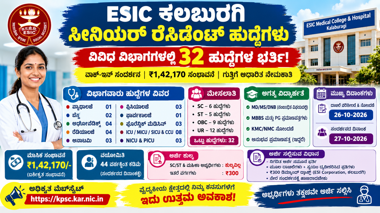 ESIC ಕಲಬುರಗಿ ನೇಮಕಾತಿ 2026