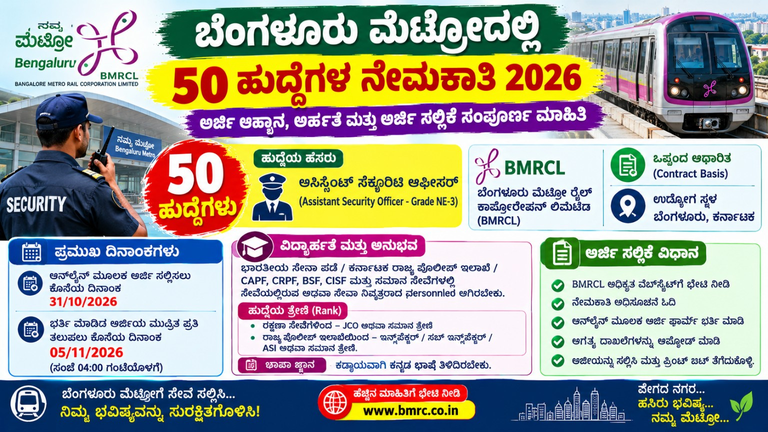 ಬೆಂಗಳೂರು ಮೆಟ್ರೋ ನೇಮಕಾತಿ 2026